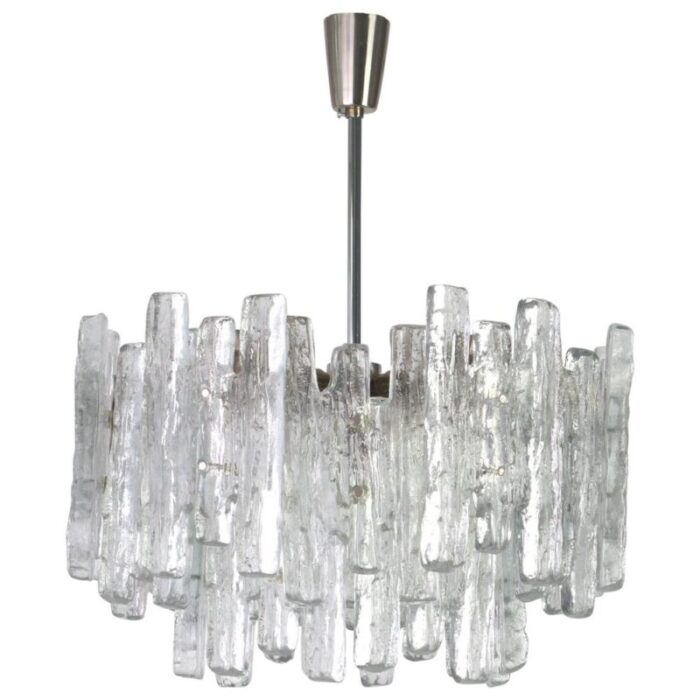 large austrian murano ice glass chandelier from kalmar 1960s 1