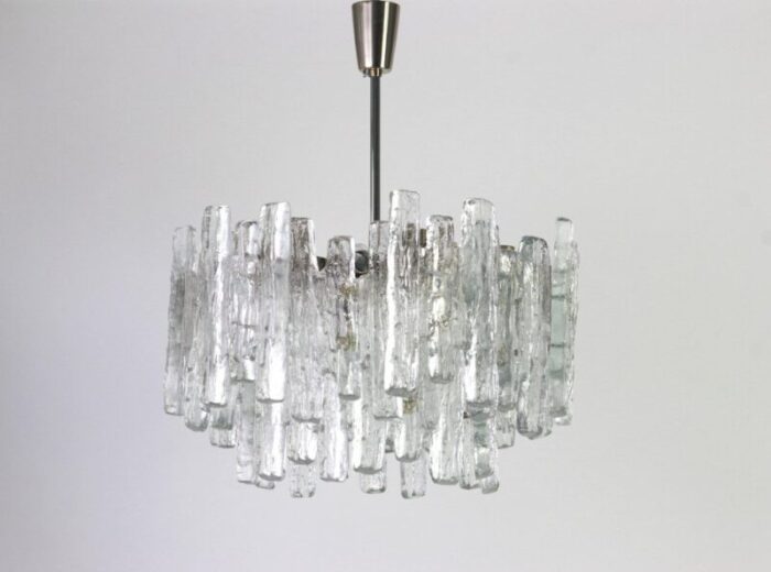 large austrian murano ice glass chandelier from kalmar 1960s 2