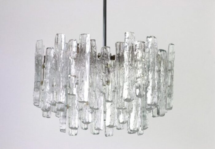 large austrian murano ice glass chandelier from kalmar 1960s 3