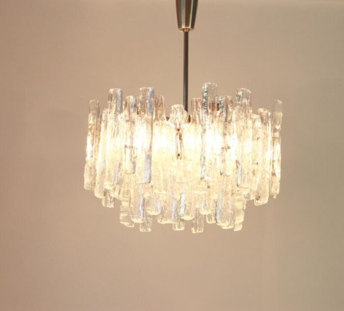 large austrian murano ice glass chandelier from kalmar 1960s 5