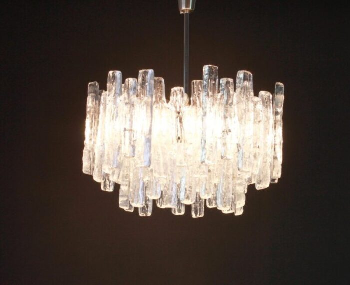 large austrian murano ice glass chandelier from kalmar 1960s 6