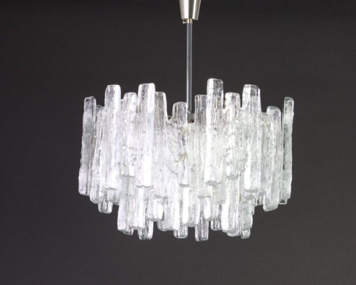 large austrian murano ice glass chandelier from kalmar 1960s 7