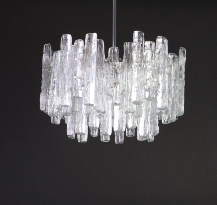 large austrian murano ice glass chandelier from kalmar 1960s 8