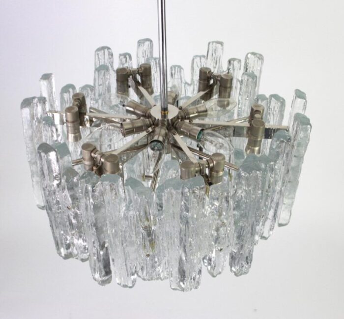 large austrian murano ice glass chandelier from kalmar 1960s 9