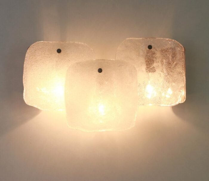 large austrian sconce wall lights murano glass from kalmar 1960s set of 2 3