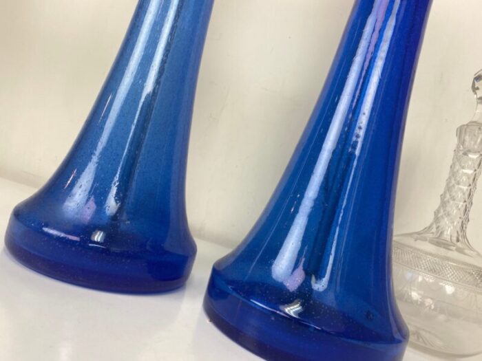 large blue glass lamps from holmegaard denmark 1960s set of 2 5