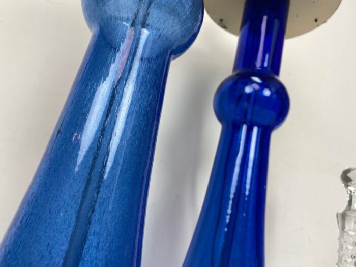 large blue glass lamps from holmegaard denmark 1960s set of 2 7