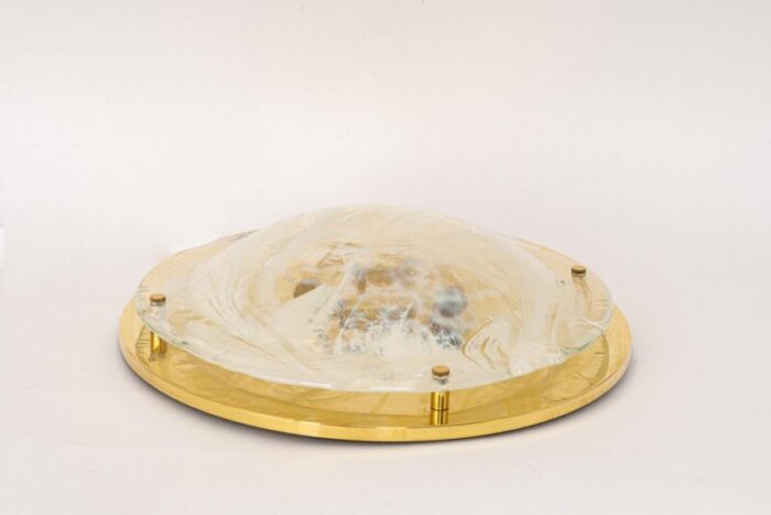 large brass flush mount murano by hillebrand germany 1970s 2