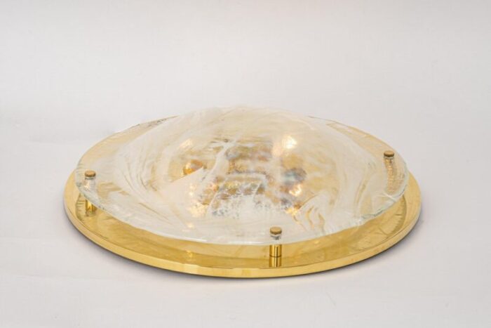 large brass flush mount murano by hillebrand germany 1970s 7