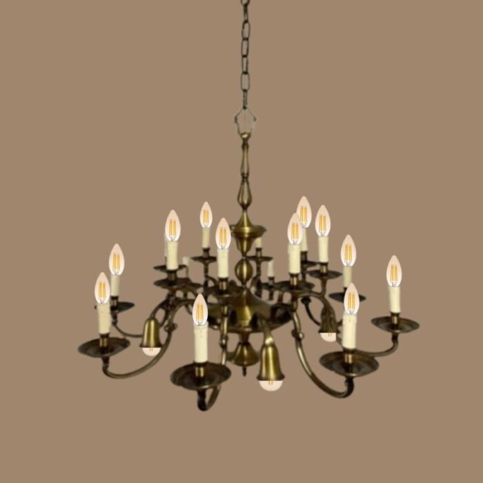 large bronze and brass chandelier 1950s 1632