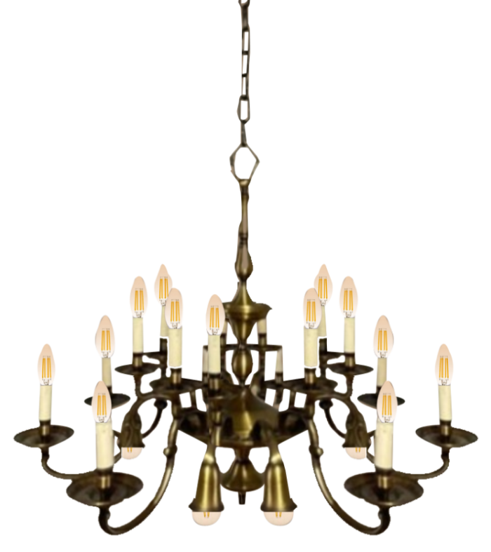 large bronze and brass chandelier 1950s 3296