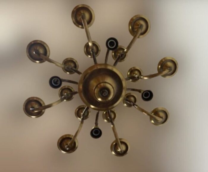 large bronze and brass chandelier 1950s 3310