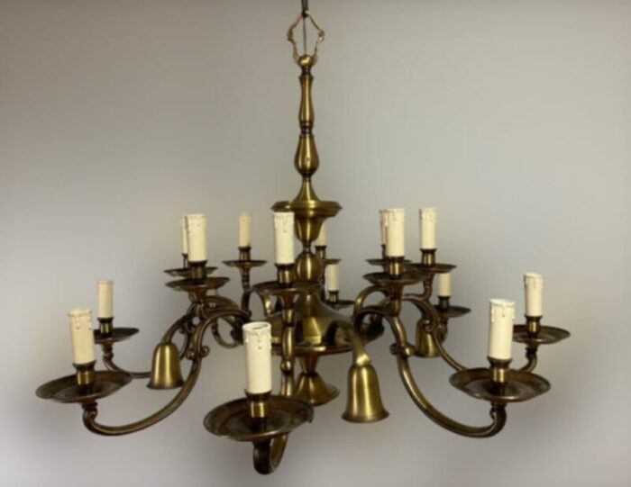 large bronze and brass chandelier 1950s 6463