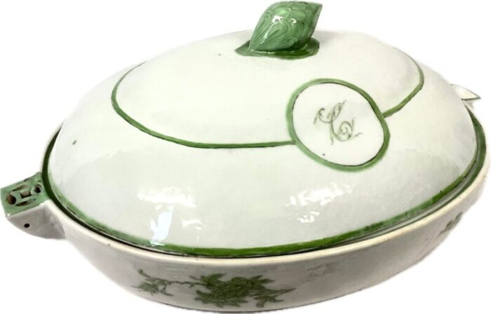 large chinese export porcelain warming dish with lid 0242