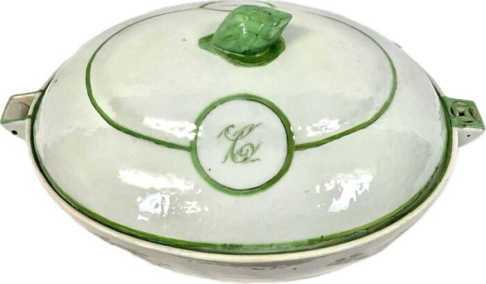 large chinese export porcelain warming dish with lid 8719