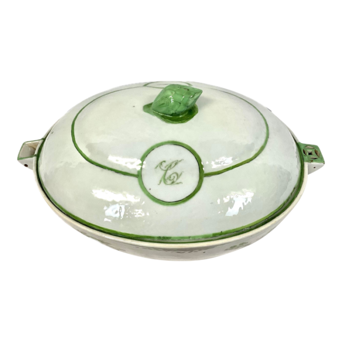 large chinese export porcelain warming dish with lid 9005