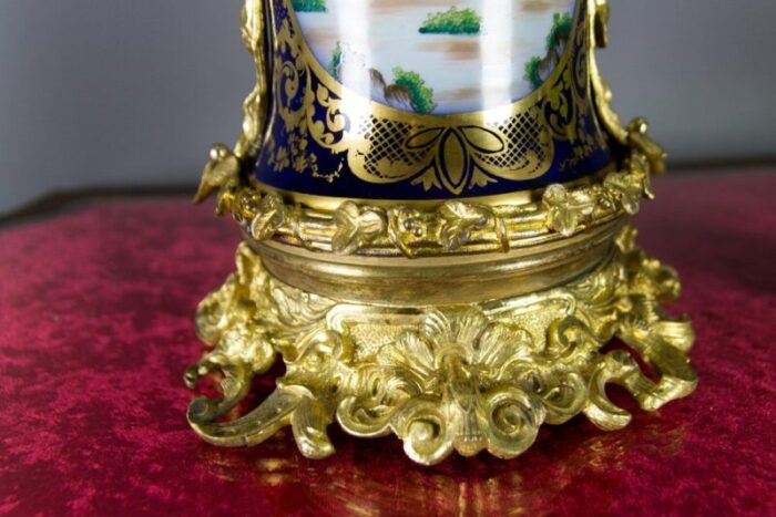 large chinoiserie style french gilt bronze and hand painted porcelain table lamp 13