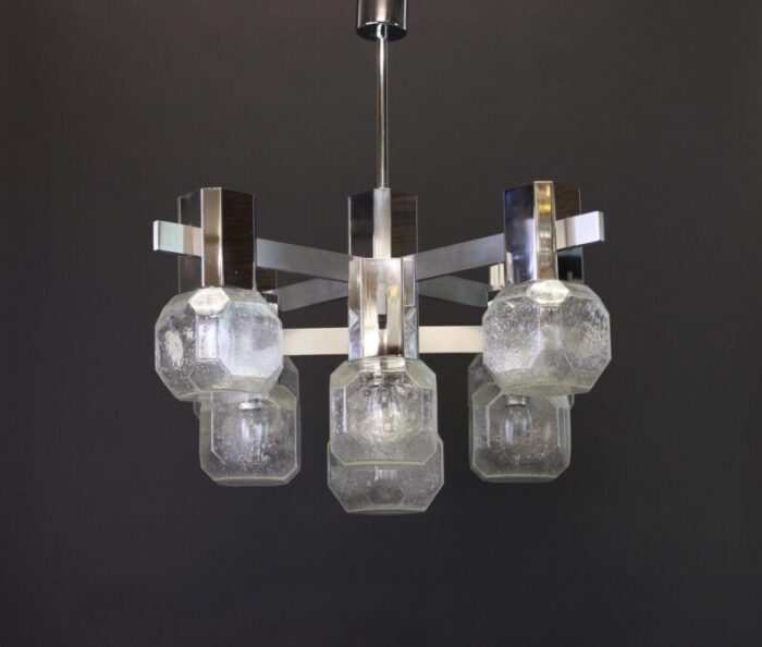 large chrome chandelier by sciolari italy 1960s 3