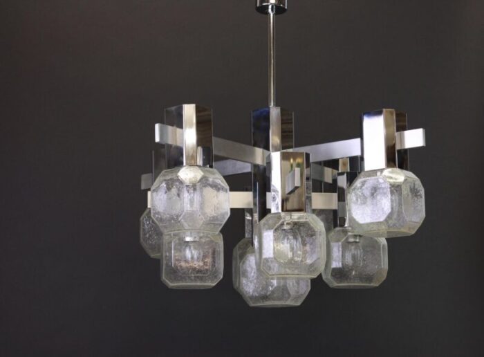 large chrome chandelier by sciolari italy 1960s 4