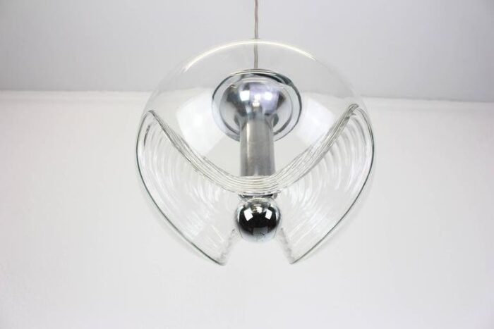 large clear glass pendant light by koch lowy for peill putzler germany 1970s 3