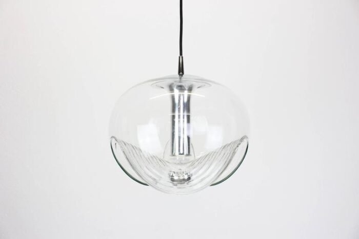 large clear glass pendant light by koch lowy for peill putzler germany 1970s 5