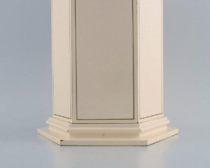 large cream lacquered metal brass table lamp from le dauphin france 1970s 4