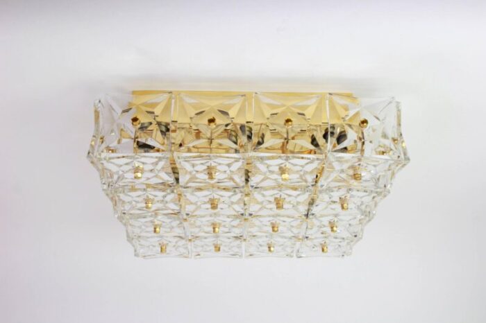 large crystal flush mount light fixture from kinkeldey germany 1970s 2