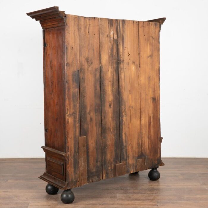 large dark pine two door baroque armoire sweden circa 1800 3833