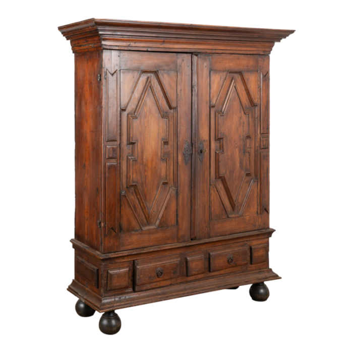 large dark pine two door baroque armoire sweden circa 1800 5763