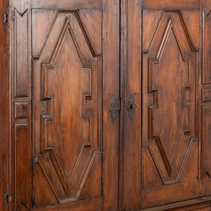 large dark pine two door baroque armoire sweden circa 1800 7433