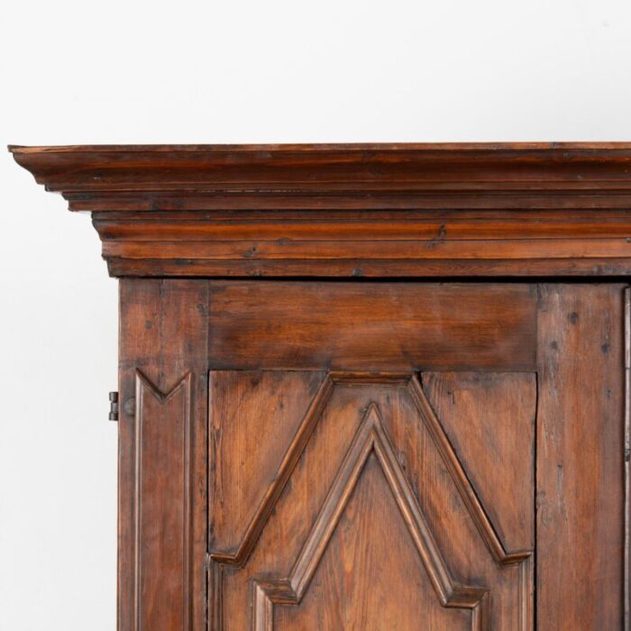 large dark pine two door baroque armoire sweden circa 1800 9811