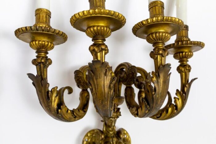 large early 19th century empire bronze 4 light melusina sconces pair 6119