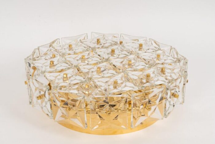 large flushmount faceted crystal light fixture from kinkeldey germany 1970s 4