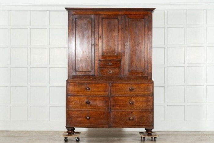 large georgian english oak linen press cupboard 1820s 2257