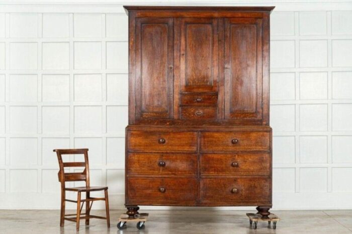 large georgian english oak linen press cupboard 1820s 2435