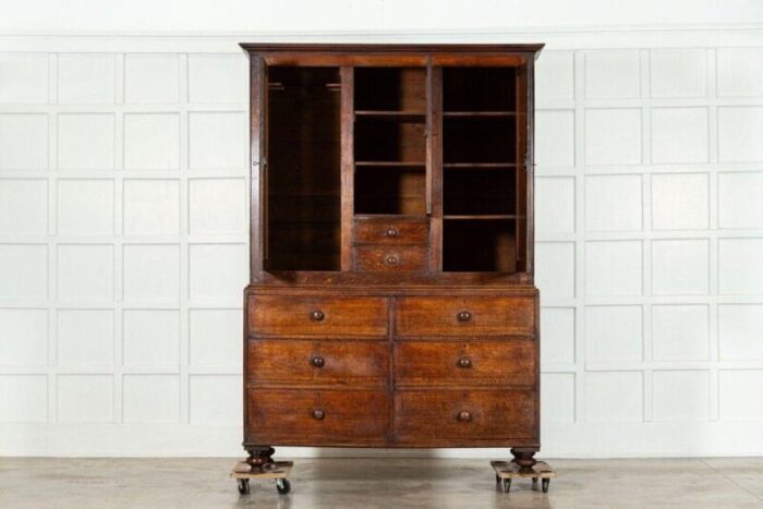 large georgian english oak linen press cupboard 1820s 3402