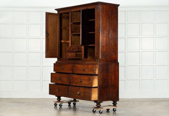 large georgian english oak linen press cupboard 1820s 6296