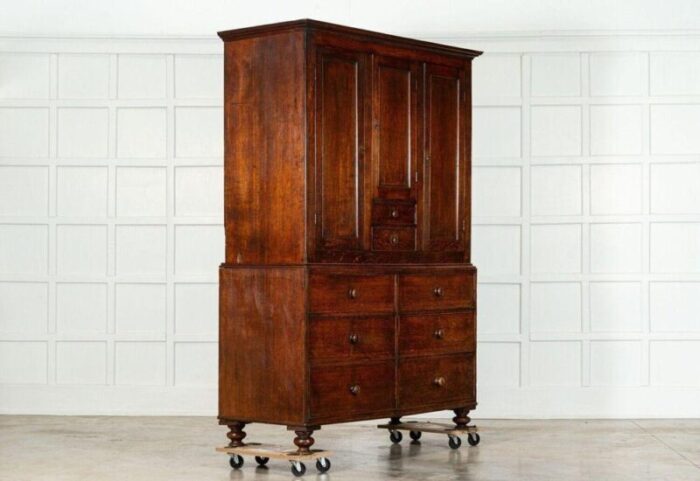 large georgian english oak linen press cupboard 1820s 7700