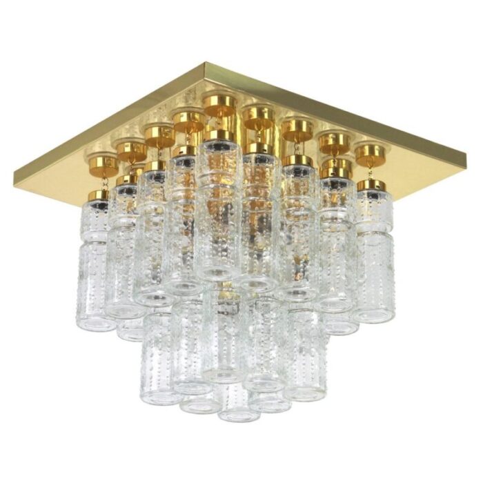 large german brass crystal glass chandelier from limburg 1960s 1