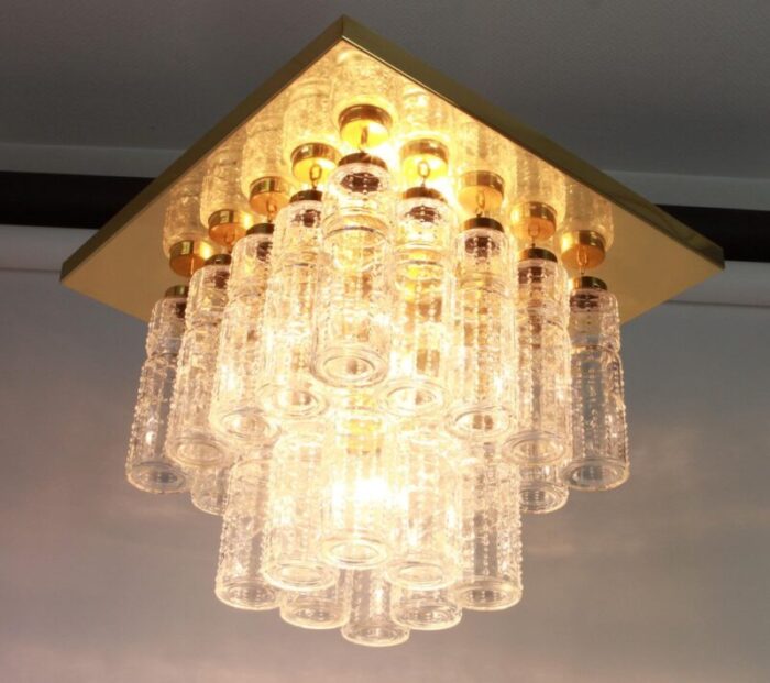 large german brass crystal glass chandelier from limburg 1960s 2