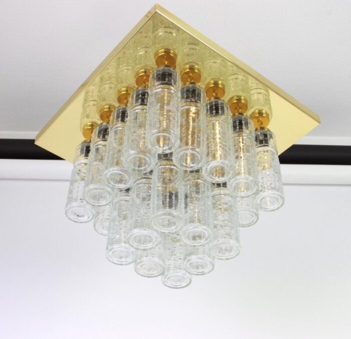 large german brass crystal glass chandelier from limburg 1960s 3