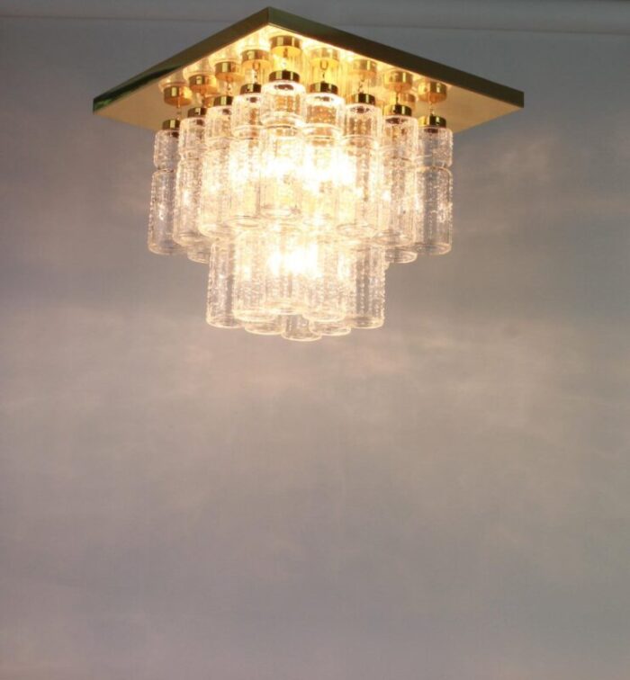 large german brass crystal glass chandelier from limburg 1960s 5