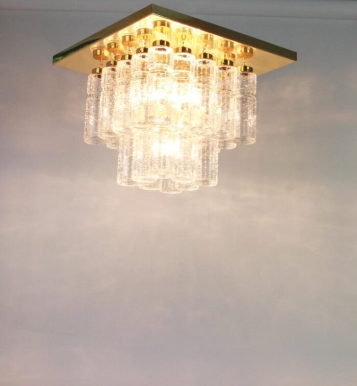 large german brass crystal glass chandelier from limburg 1960s 6