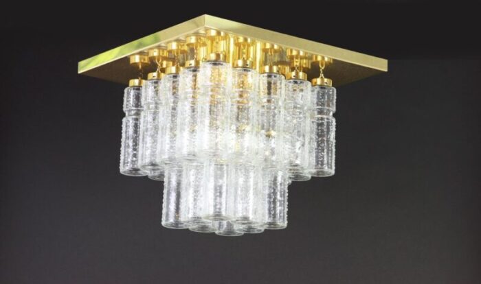 large german brass crystal glass chandelier from limburg 1960s 7