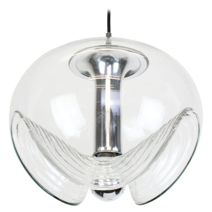 large german clear glass pendant light by koch lowy for peill putzler 1970 1