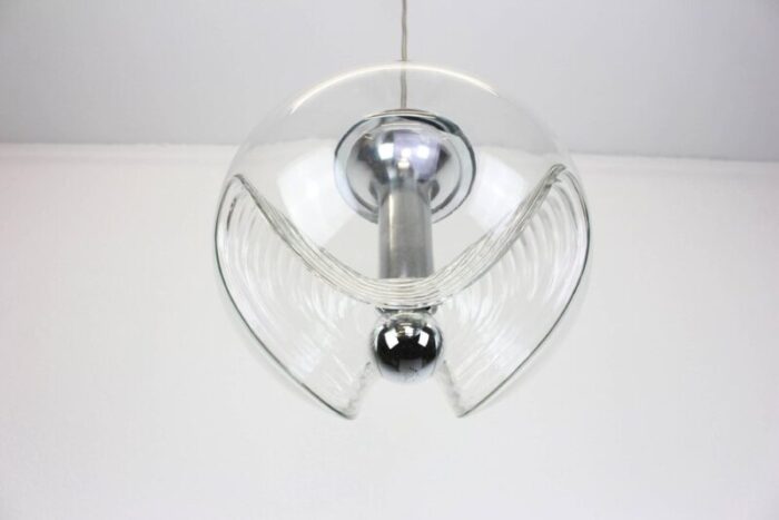 large german clear glass pendant light by koch lowy for peill putzler 1970 3