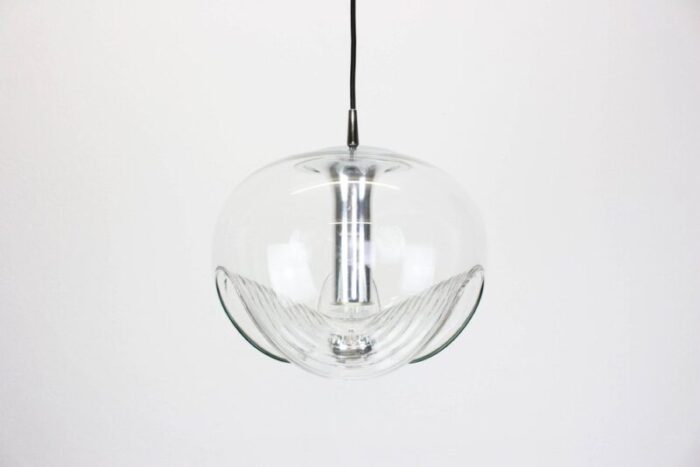 large german clear glass pendant light by koch lowy for peill putzler 1970 6