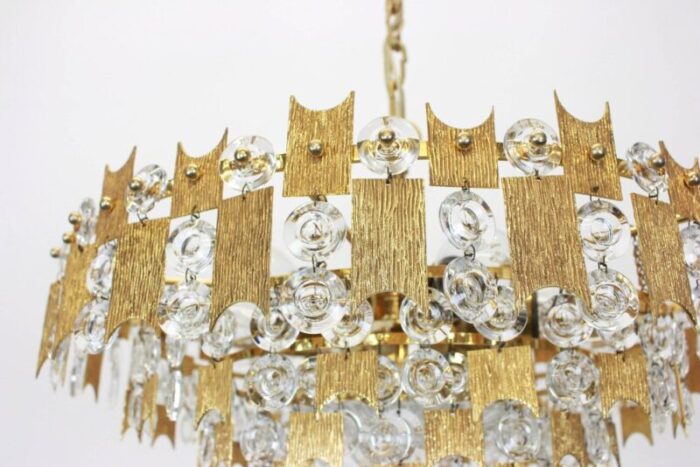 large german gilt brass and crystal glass chandelier by palwa 1960s 6