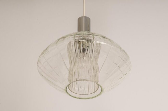 large german glass pendant light in tulipan form by cosack 1970s 2