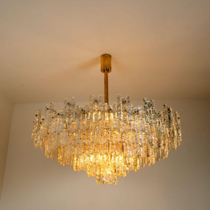 large glass flush mount chandeliers by j t kalmar 1960s 10